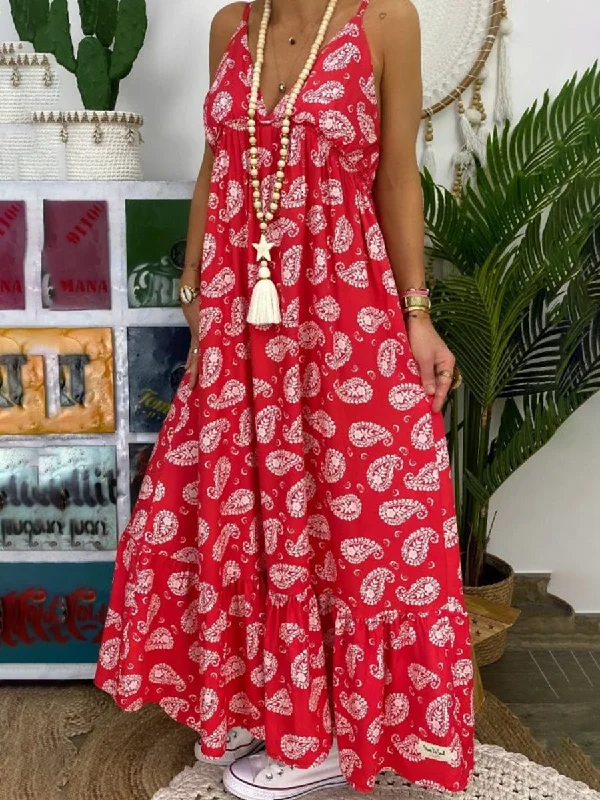 Markdowns floral wrap dressSling Print Loose Holiday Women's Dress
