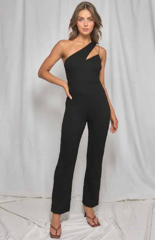 Price Drop Asymmetric Neckline Flared Pants Jumpsuit