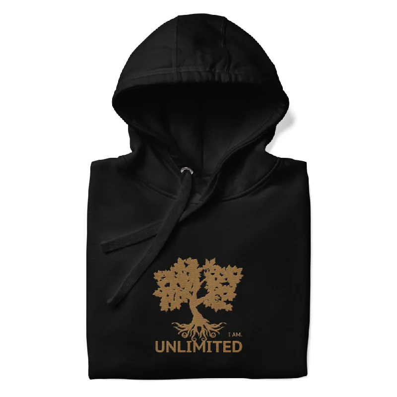 Overstock Sale urban sports sweatshirtI Am Unlimited Gold Tree - Premium Embroidered Unisex Hoodie Overstock Sale urban sports sweatshirtI Am Unlimited Gold Tree - Premium Embroidered Unisex Hoodie