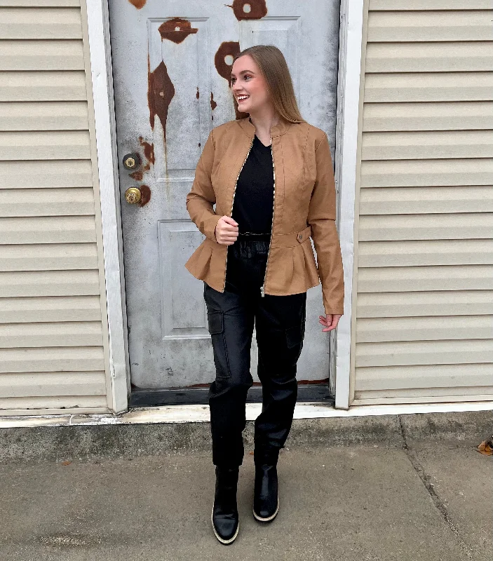 Unbeatable Prices textured dressCaramel Leather Jacket