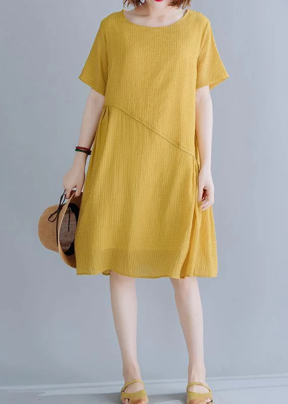 Special Discount textured dressPlus Size Yellow asymmetrical design Maxi Summer Chiffon Dress