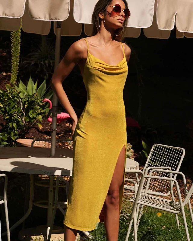 Savings Bonanza fitted cocktail dressSlinky Slip Dress - Butterscotch