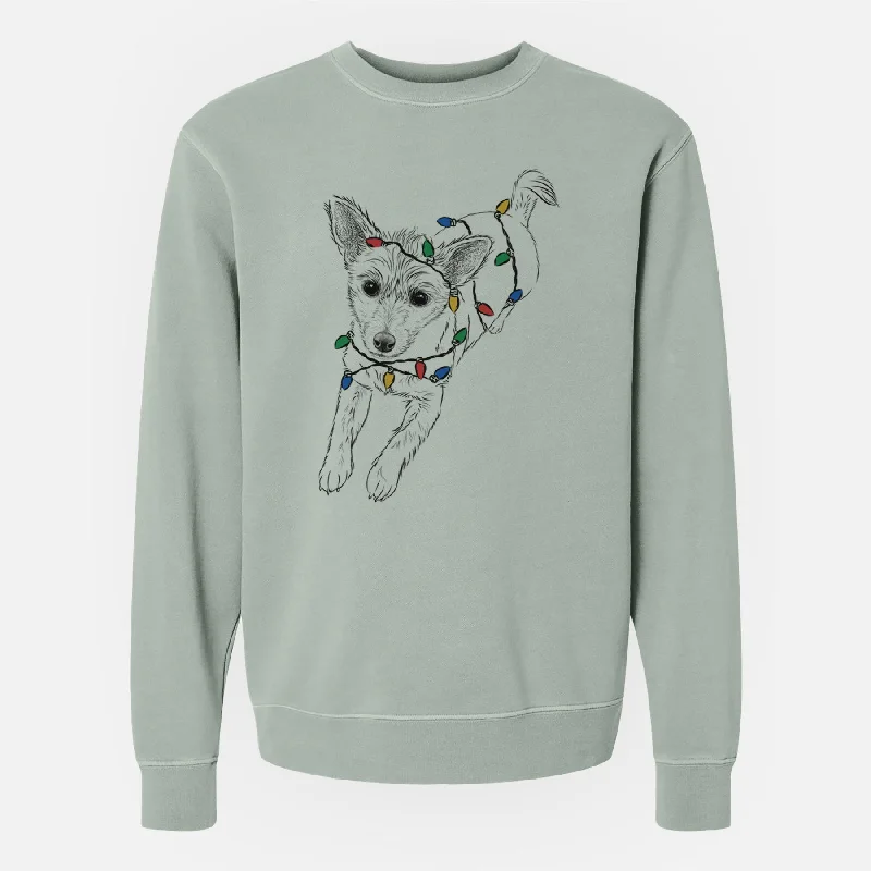 Flash Deals eco-friendly sports hoodieChristmas Lights Maisie the Terrier Mix - Unisex Pigment Dyed Crew Sweatshirt