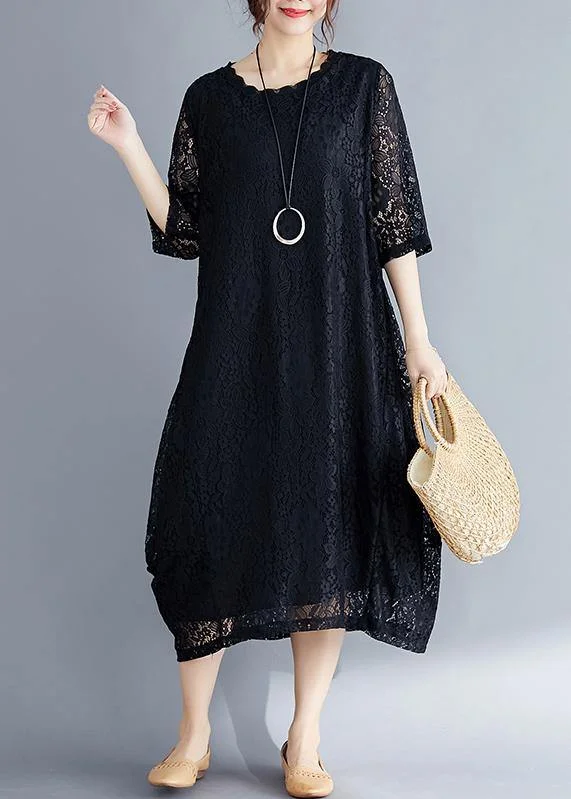 Best Bargains floral dressWomen black cotton Tunic Mom Photography Half sleeve o neck loose Summer Dresses