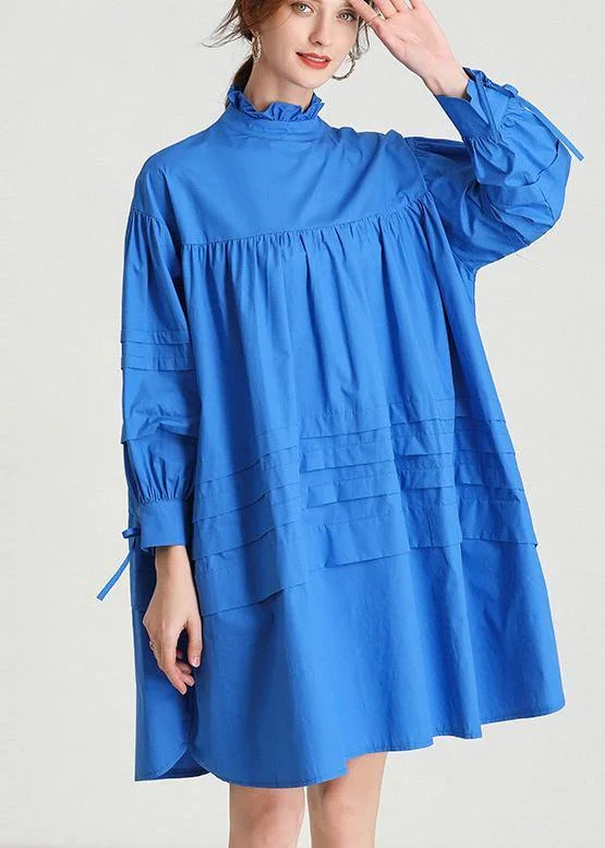 Clearance Sale tiered dressClassy Blue Ruffled Cotton Spring Mid Dress