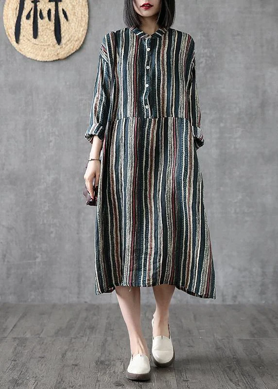 Season Finale Sale off-the-shoulder dressArt stand pockets linen clothes For Women Online Shopping striped Dress Season Finale Sale off-the-shoulder dressArt stand pockets linen clothes For Women Online Shopping striped Dress
