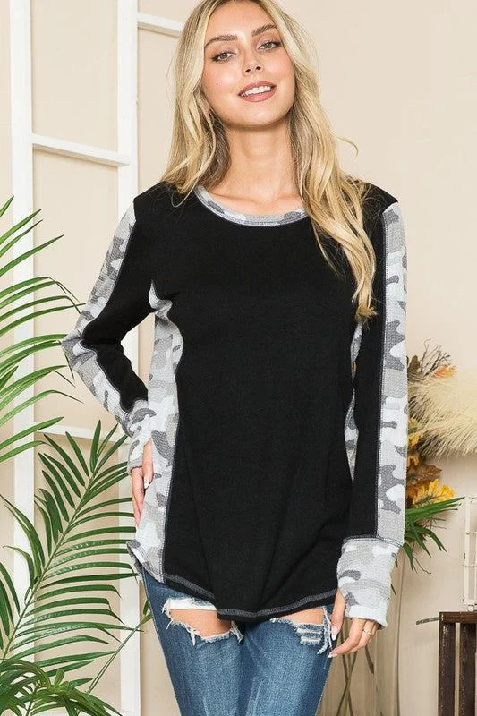 Markdown Madness chic fitness hoodieLeopard Print Contrast Thumbhole Knit