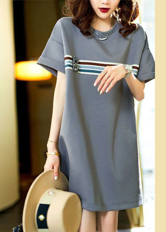 Price Rollback puff sleeve dressCasual Grey O Neck Zircon Patchwork Cotton T Shirt Dresses Summer Price Rollback puff sleeve dressCasual Grey O Neck Zircon Patchwork Cotton T Shirt Dresses Summer