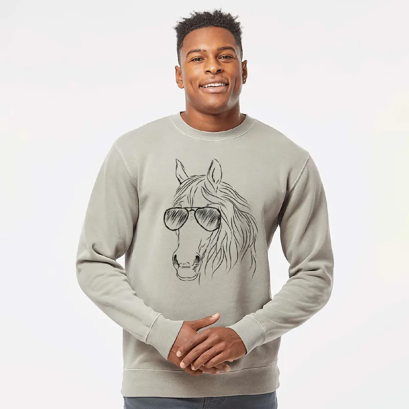 Online Only premium athletic sweatshirtAviator Aria the Horse - Unisex Pigment Dyed Crew Sweatshirt