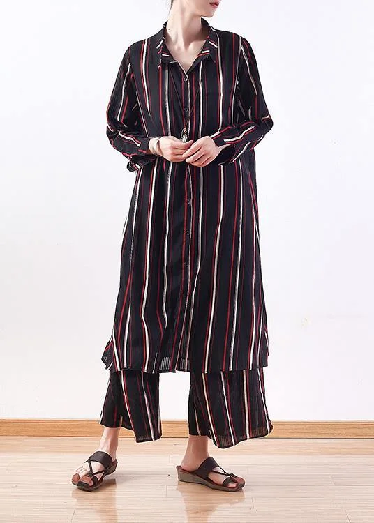 Inventory Reduction trendy bodycon dressCute red striped outwear casual lapel cardigans