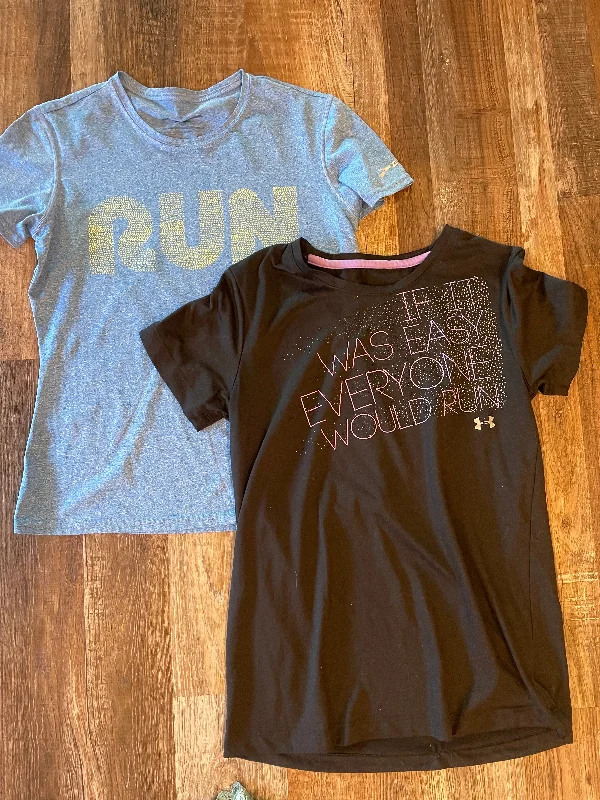 Can't Miss fashionable workout wearBrooks Blue & Under Armour Black Short Sleeve Shirts womens size small Can't Miss fashionable workout wearBrooks Blue & Under Armour Black Short Sleeve Shirts womens size small
