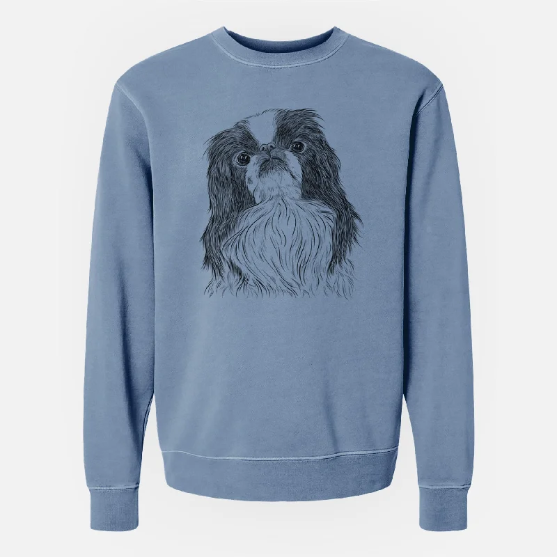 Stock Clearance sporty casual hoodieBare Suki the Japanese Chin - Unisex Pigment Dyed Crew Sweatshirt Stock Clearance sporty casual hoodieBare Suki the Japanese Chin - Unisex Pigment Dyed Crew Sweatshirt