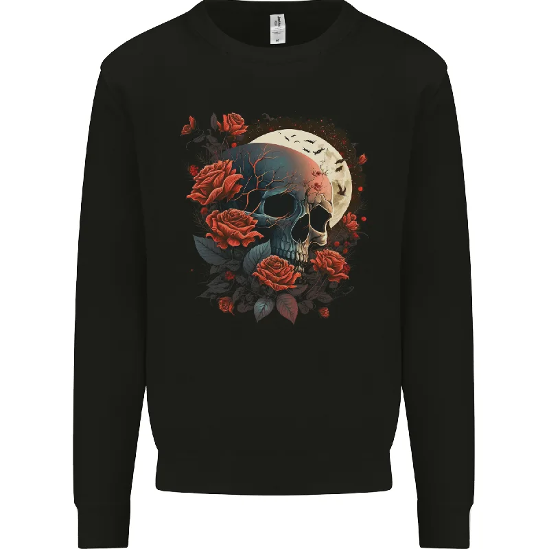 Super Deal warm athletic hoodieA Dark Fantasy Skull With Roses and Moon Mens Sweatshirt Jumper Super Deal warm athletic hoodieA Dark Fantasy Skull With Roses and Moon Mens Sweatshirt Jumper