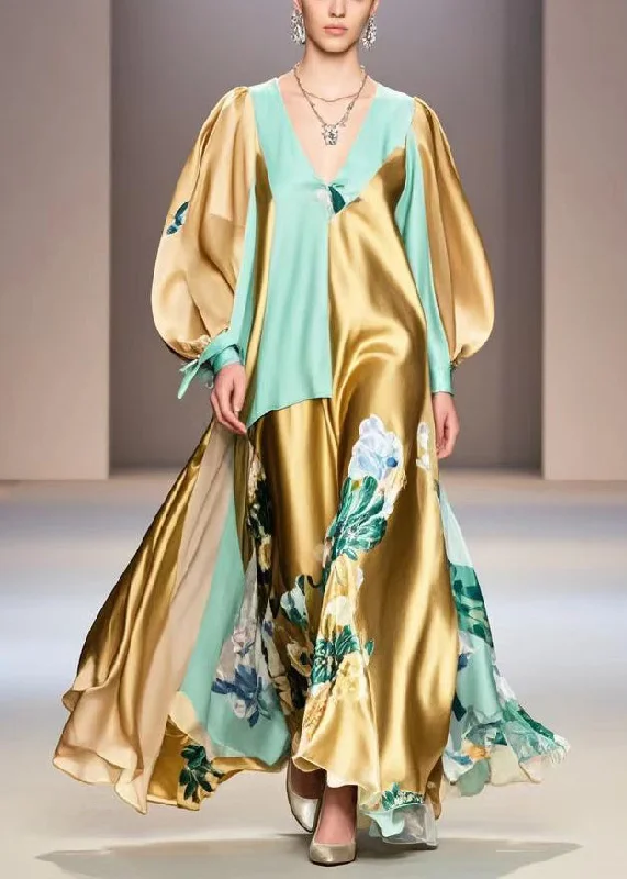 Value Deals relaxed fit dressCasual Golden Asymmetrical Patchwork Print Silk Vacation Dress Spring Value Deals relaxed fit dressCasual Golden Asymmetrical Patchwork Print Silk Vacation Dress Spring
