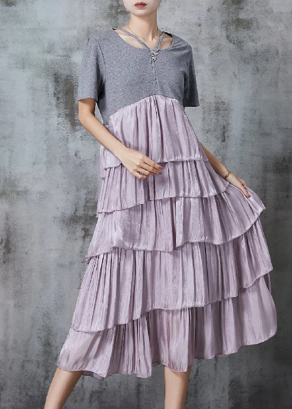 YEAR-End Sale elegant shift dressModern Grey Layered Patchwork Cotton Holiday Dresses Summer YEAR-End Sale elegant shift dressModern Grey Layered Patchwork Cotton Holiday Dresses Summer