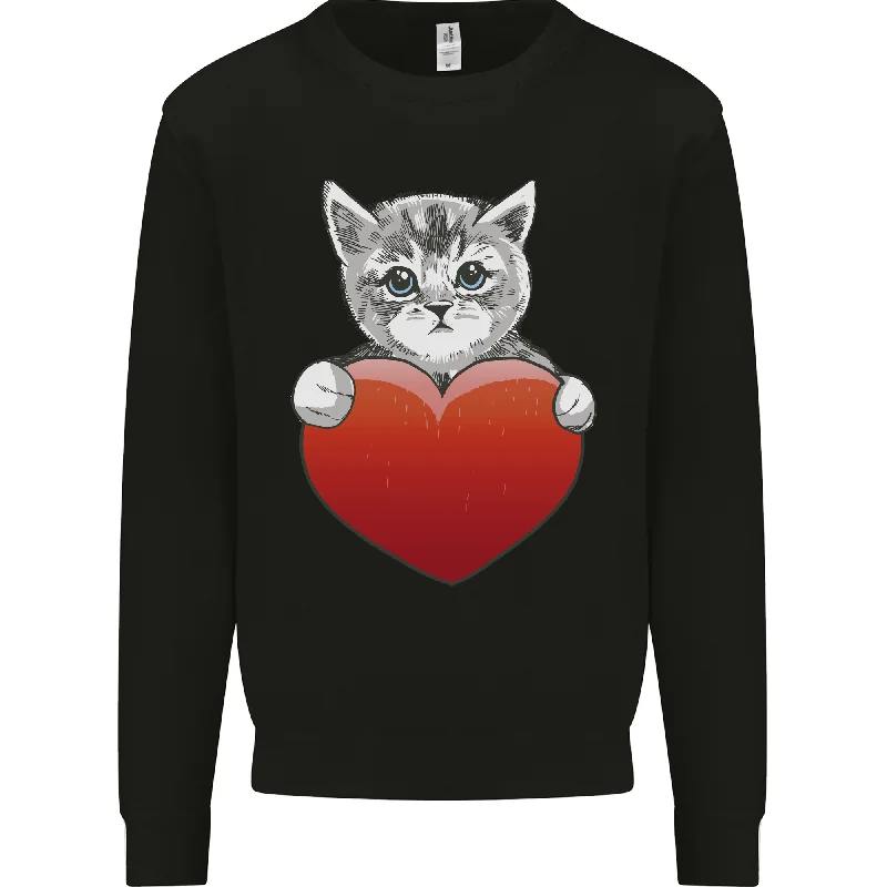 Price Rollback oversized gym sweatshirtA Cute Cat With a Heart Love Valentines Day Mens Sweatshirt Jumper Price Rollback oversized gym sweatshirtA Cute Cat With a Heart Love Valentines Day Mens Sweatshirt Jumper