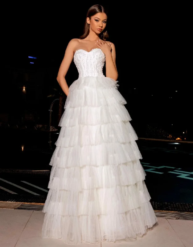 Price Reduction relaxed fit dressCeleste Layered Strapless Gown - Ivory