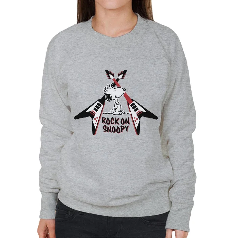 Instant Discount warm athletic hoodiePeanuts Snoopy Rock On Women's Sweatshirt