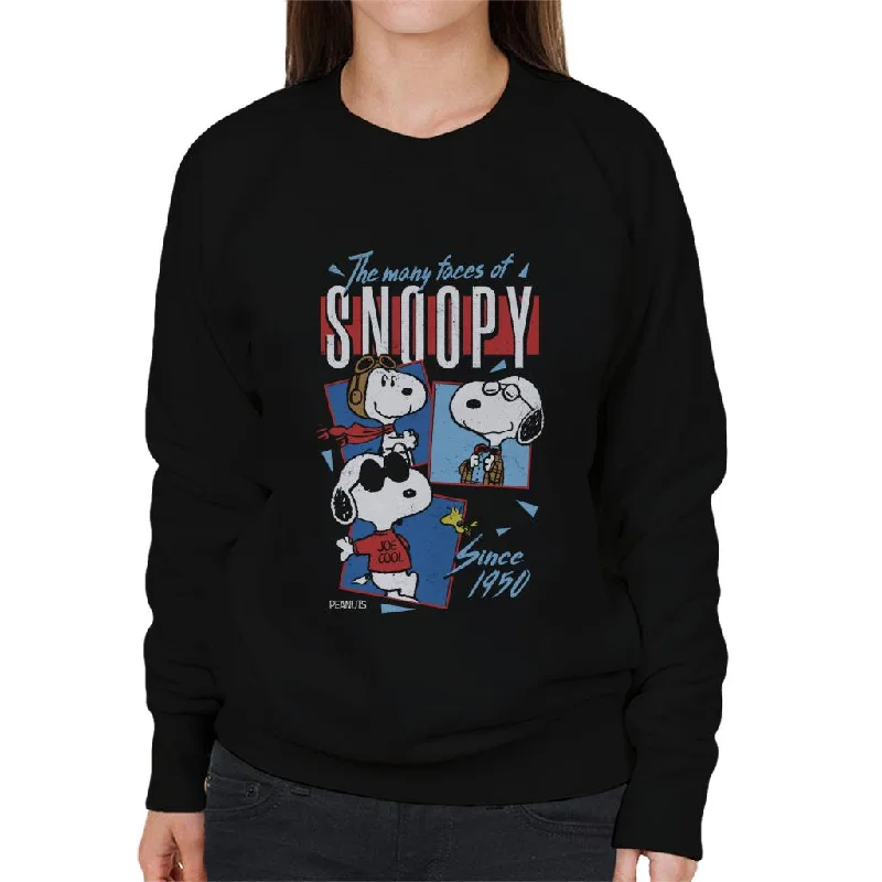 Price Break athletic casual sweatshirtPeanuts The Many Faces Of Snoopy Women's Sweatshirt Price Break athletic casual sweatshirtPeanuts The Many Faces Of Snoopy Women's Sweatshirt