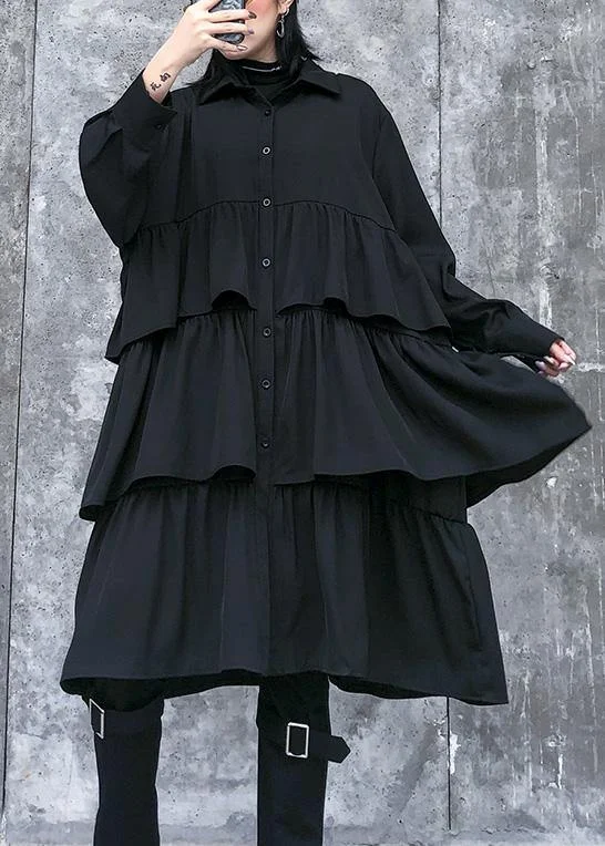 Quick Sale form-fitting dressItalian black Cotton quilting clothes spring shift layered ruffles Dresses Quick Sale form-fitting dressItalian black Cotton quilting clothes spring shift layered ruffles Dresses