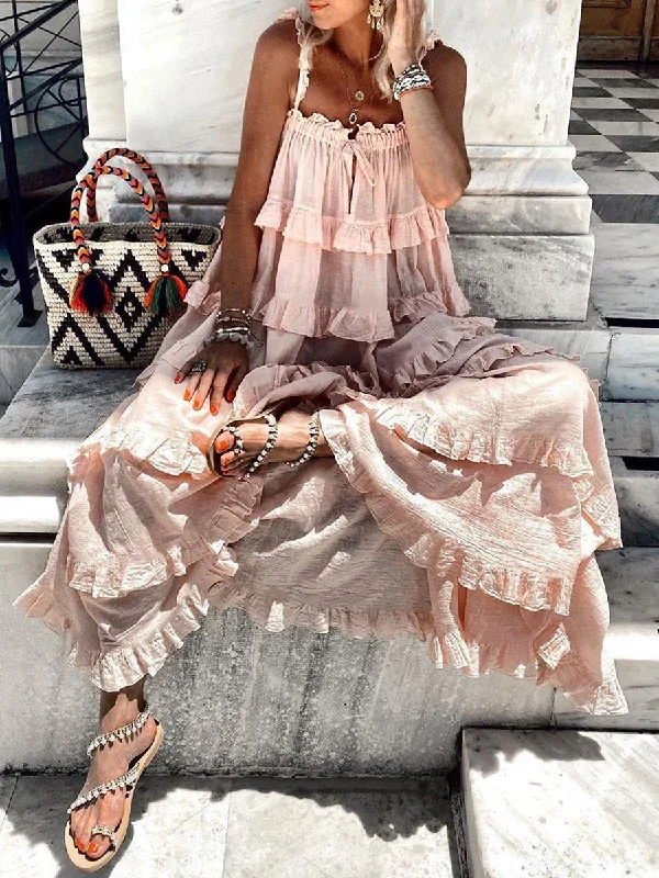 Today’s Deal casual knit dressBohemian Solid Color Fungus Strap Dress