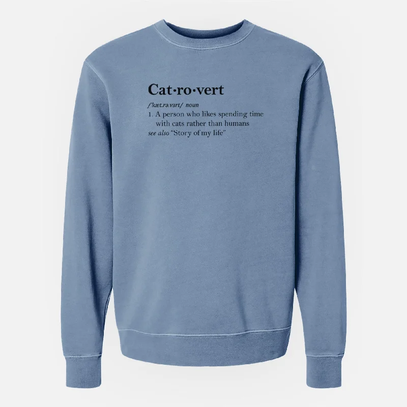 Clearance Sale breathable gym hoodieCatrovert Definition - Unisex Pigment Dyed Crew Sweatshirt