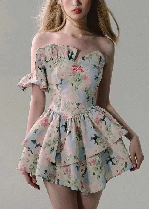 Today’s Deal lace-up dressFrench Print Ruffled Ruffled Cotton Mid Dress Sleeveless