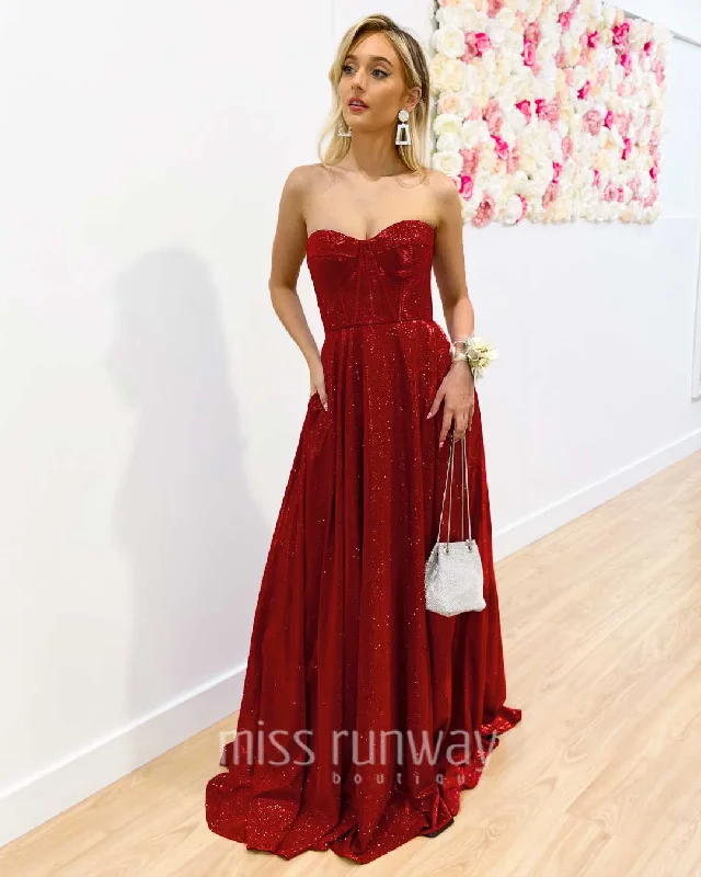 New Arrival casual midi dressDelphine Glitter Gown - Red