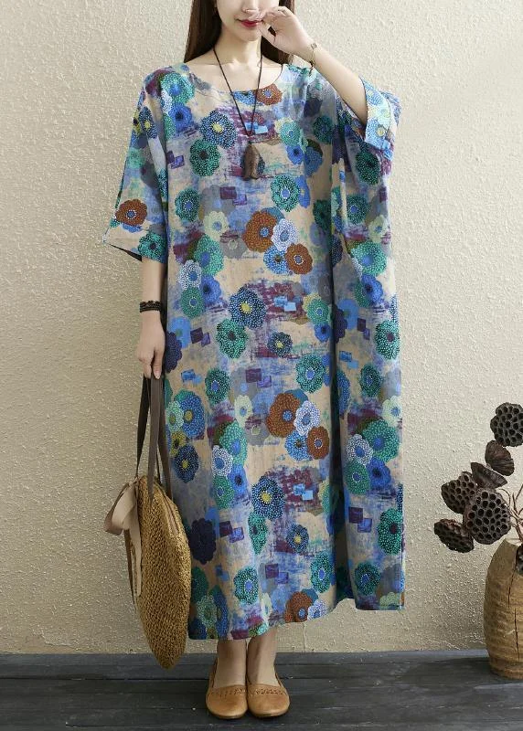 Fantastic Offers ashionable dressBoutique Print Batwing Sleeve Pocket Summer Cotton Dress
