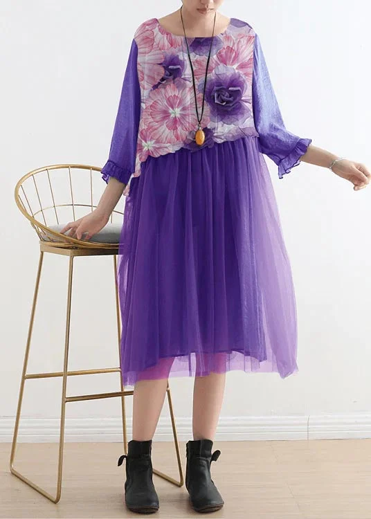 Today Only summer dress2024 purple flower Tull Maxi dresses patchwork chiffon Summer Dresses Today Only summer dress2024 purple flower Tull Maxi dresses patchwork chiffon Summer Dresses