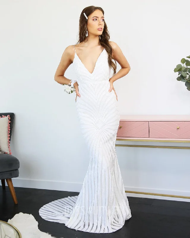 Take Advantage stylish dressKourtney Sequin Gown - White