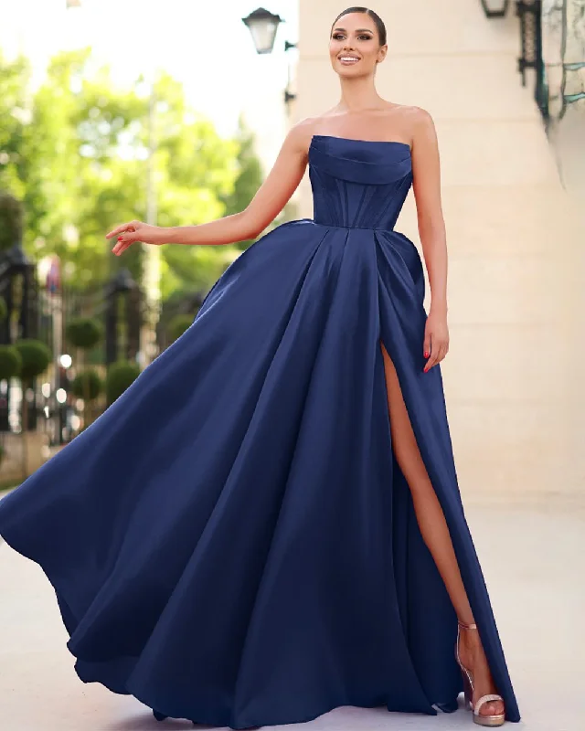 Markdowns chic slip dressAdelina Strapless Corset Gown - Navy