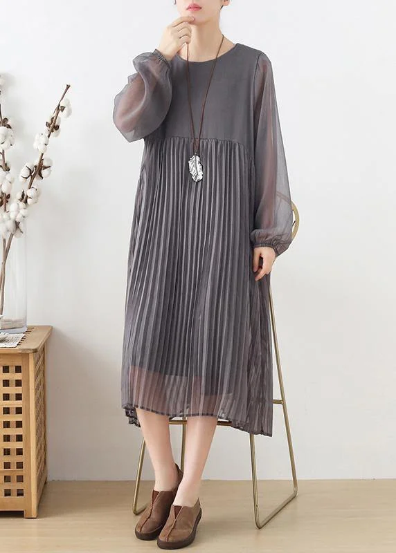 Limited Time Offer mini dressPlus Size Grey Patchwork Chiffon O-Neck Spring Summer Robe Dresses Limited Time Offer mini dressPlus Size Grey Patchwork Chiffon O-Neck Spring Summer Robe Dresses