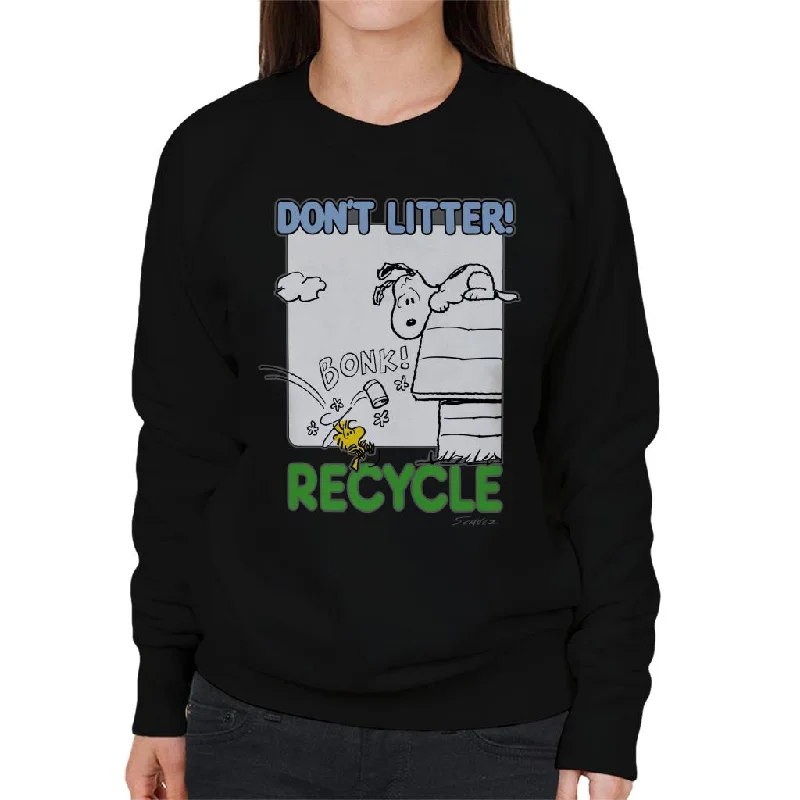 Weekend Flash Sale cozy gym sweatshirtPeanuts Snoopy Woodstock Dont Litter Recycle Women's Sweatshirt Weekend Flash Sale cozy gym sweatshirtPeanuts Snoopy Woodstock Dont Litter Recycle Women's Sweatshirt