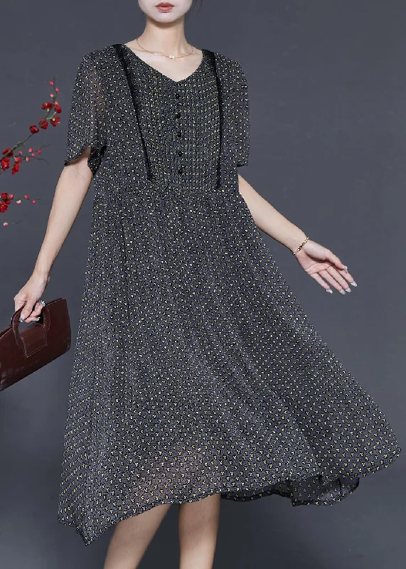 TIME-Limited Offer minimalistic dressModern Black V Neck Print Chiffon Dresses Summer