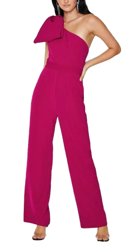 Crazy Savings Sheike Fairmont One-Shoulder Bow Jumpsuit in Pink