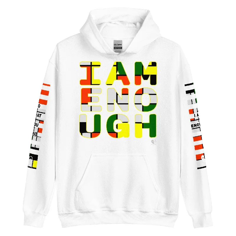 Deal Mania fashionable gym hoodieI Am Enough - Printed Sleeves Staple Unisex Hoodie