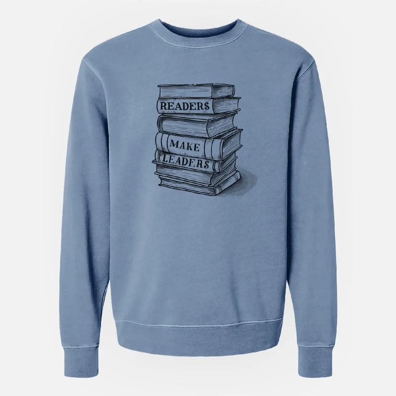 Unmissable Offer slim fit workout hoodieReaders Make Leaders Book Stack - Unisex Pigment Dyed Crew Sweatshirt Unmissable Offer slim fit workout hoodieReaders Make Leaders Book Stack - Unisex Pigment Dyed Crew Sweatshirt