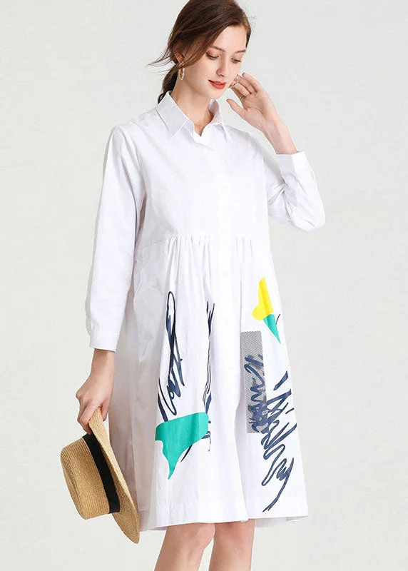 Sale Event velvet dressSimple White Print Peter Pan Fall Dress