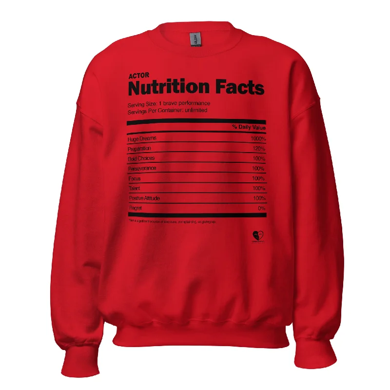 Markdowns chic fitness hoodieActor Nutrition Facts - Printed Staple Unisex Crewneck Sweatshirt Markdowns chic fitness hoodieActor Nutrition Facts - Printed Staple Unisex Crewneck Sweatshirt