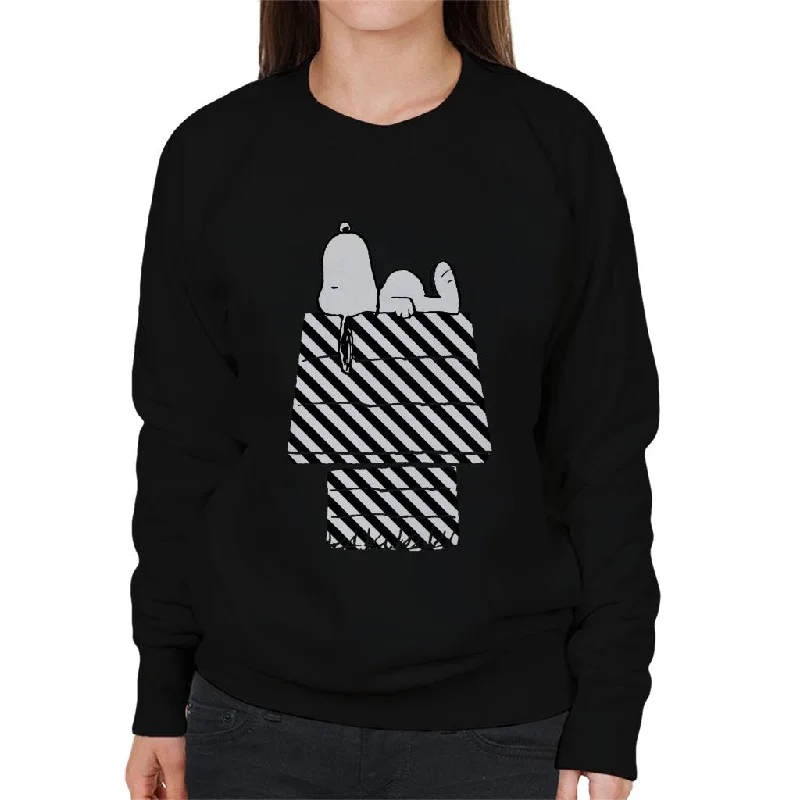 Flash Deals athletic casual sweatshirtPeanuts Snoopy Black And White Stripe Kennel Women's Sweatshirt Flash Deals athletic casual sweatshirtPeanuts Snoopy Black And White Stripe Kennel Women's Sweatshirt