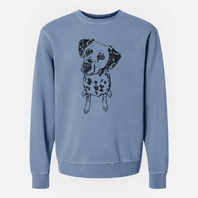 Bargain Bin retro sports hoodieDoodled Daisy Mae the Dalmatian - Unisex Pigment Dyed Crew Sweatshirt Bargain Bin retro sports hoodieDoodled Daisy Mae the Dalmatian - Unisex Pigment Dyed Crew Sweatshirt
