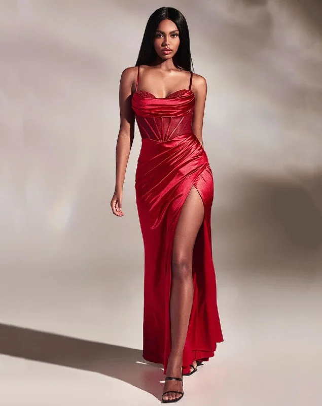 Price Rollback form-fitting dressEugenie Satin Corset Gown - Red