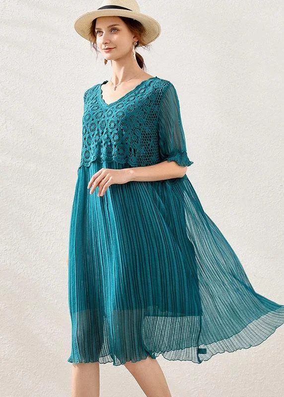 Online Only chic wrap dressWomen Peacock blue Chiffon A Line Spring Long Dresses Short Sleeve Online Only chic wrap dressWomen Peacock blue Chiffon A Line Spring Long Dresses Short Sleeve