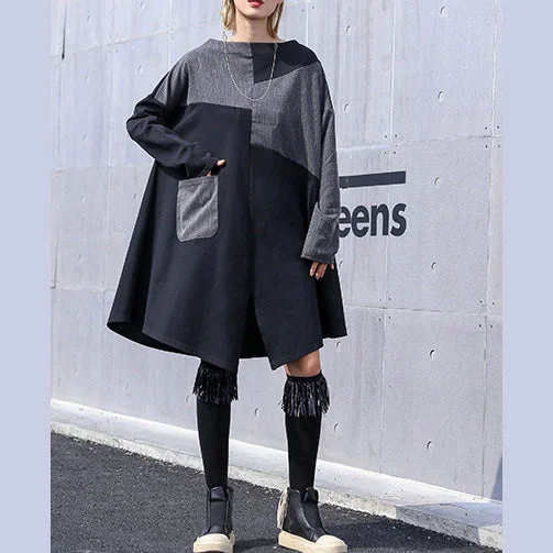 Special Price elegant maxi dressItalian patchwork Cotton quilting clothes Plus Size pattern black Knee Dress