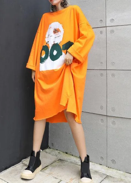Today's Special velvet dressChic orange cotton Tunics prints cotton fall Dresses