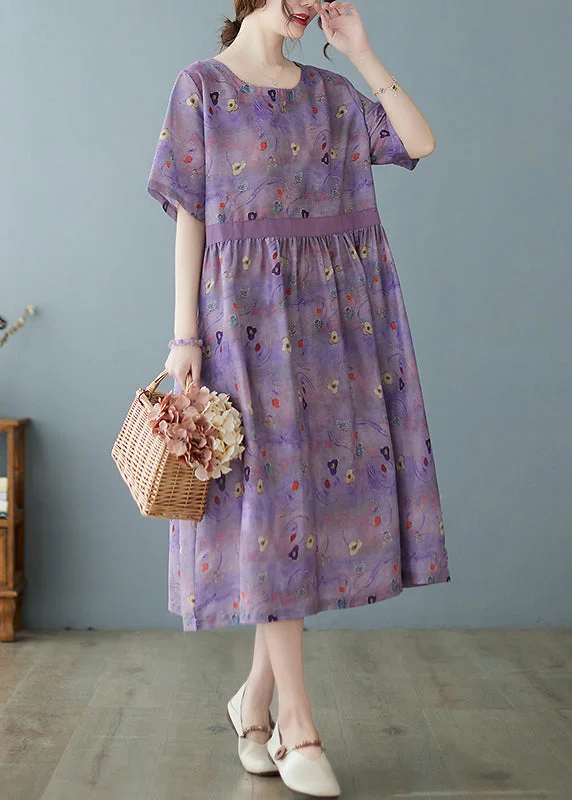 Extra Savings fitted cocktail dressPurple Linen vacation Dresses O-Neck Extra large hem Short Sleeve Extra Savings fitted cocktail dressPurple Linen vacation Dresses O-Neck Extra large hem Short Sleeve